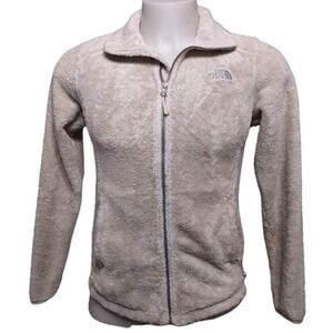 The North Face Fleece Womens Size Small Petite Full Zip Cream Plush Zip Pockets